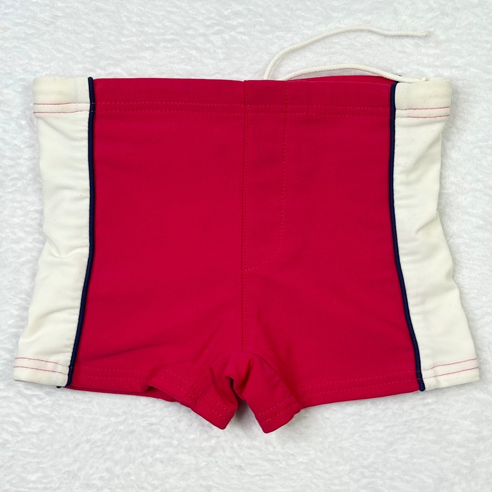 Vintage Kiwi St Tropez Red Swim Trunks Shorts Boy Size 4 Years 40s 50s 60s Rare
